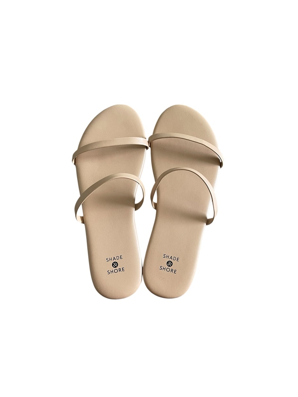 Shade & Shore beige slip-on flip flop sandals - 8